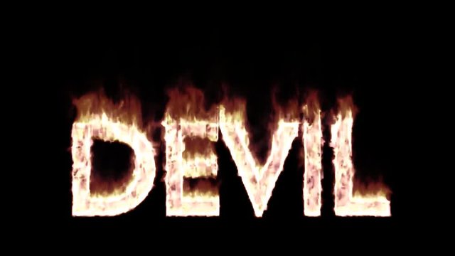 Animated burning or engulf in flames all caps text devil. Fire has transparency and isolated and easy to loop. Mask included.