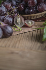 Healthy fruits Red grapes in the vineyard,