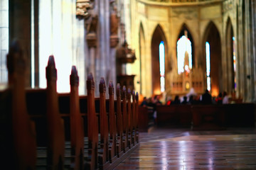 Fototapeta premium interior of the Catholic Cathedral in Prague / cathedral in the czech republic, inside the church, the Catholic interior