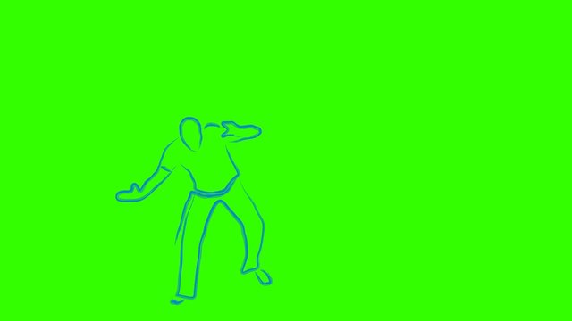 Brazilian capoeira dancer training au batido loop animation on green screen ready for chroma key
