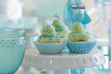 Turkusowe babeczki z delfinami © B.M.