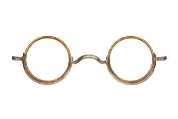 Vintage circular eyeglasses isolated on white - obrazy, fototapety, plakaty