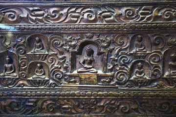 Buddhist religious symbols inscriptions in Tibet old runes