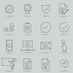 Simple Set of Approve Related Vector Line Icons. Contains such Icons as Inspector, Stamp, Check List and more. Flat vector illustration.