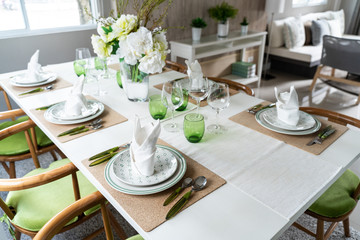 Fototapeta premium Set Dining Room Table in house