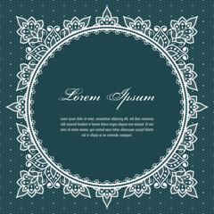 Wedding card or invitation template with a filigree lace floral pattern