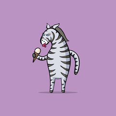 Zebra is eating ice cream.