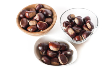Three bowls of chestnuts

