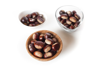 Three bowls of chestnuts
