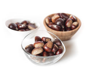 Three bowls of chestnuts
