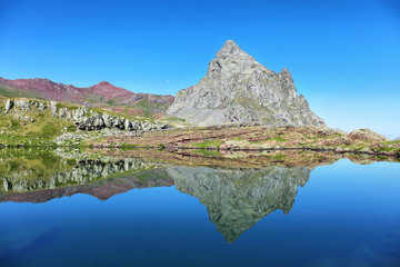 Anayet peak and Anayet lake in Spanish Pyrenees, Spain.