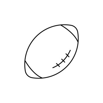 Rugby ball outline icon, modern minimal flat design style. American football vector illustration, symbol. Thin line sign for design logo. Outline pictogram on white background