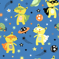 Seamless pattern with bears heroes