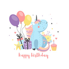 Greeting card with cute unicorn