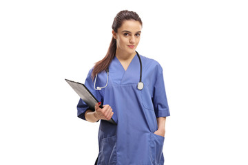 Female doctor with a clipboard