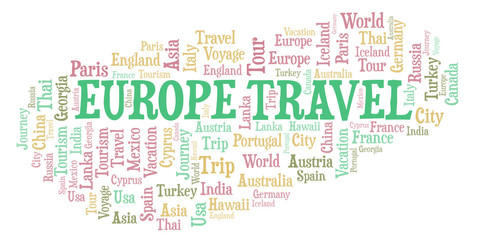 Europe Travel word cloud.