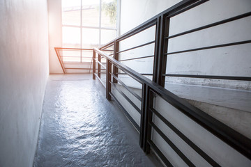 ramp way with handrail for support wheelchair disabled people.