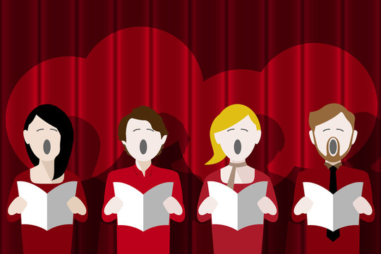 choir against curtain