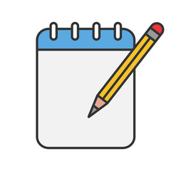 Notepad with pencil color icon