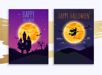 Happy halloween banner. Flat design modern vector illustration concept.