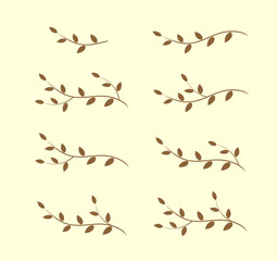 isolated art vintage tree branches with leaves