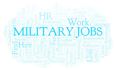 Obraz premium Military Jobs word cloud.