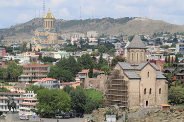 Fototapeta premium Old christian church Metekhi in Tbilisi city