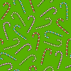 Candy canes colorful seamless pattern.