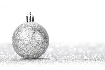 Glittering silver Christmas ball