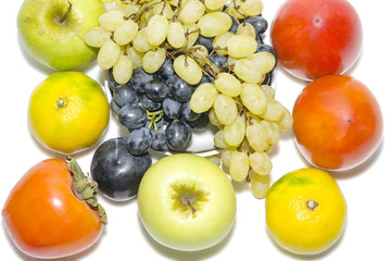 autumn fruits close-up view from above