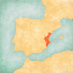 Map of Iberian Peninsula - Valencian Community