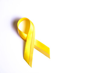 Yellow ribbon - bladder, liver and bone cancer awareness symbol. Children cancer prevention...