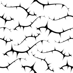 Bush. Floral Seamless Black and White Vector Background.