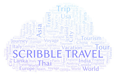 Obraz premium Scribble Travel word cloud.