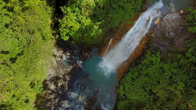 Aerial view of Catarata del Toro waterfall in Costa Rica.