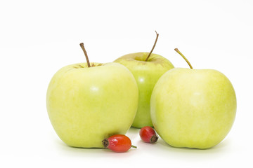 three green apples close-up