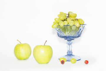 two green apples and green grapes