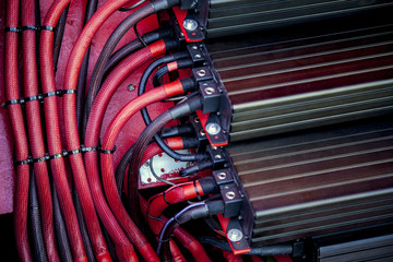 Powerful auto-sound amplifiers,  in car trunk. Car audio