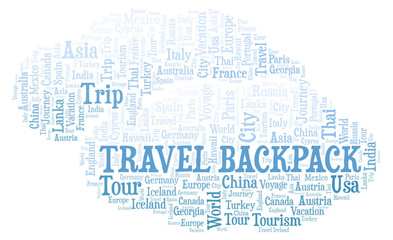 Fototapeta na wymiar Travel Backpack word cloud.