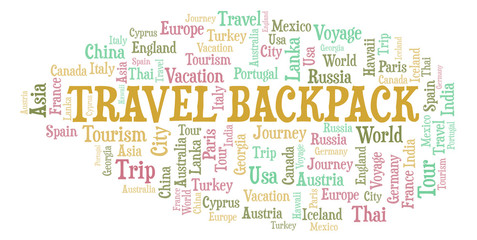 Travel Backpack word cloud.