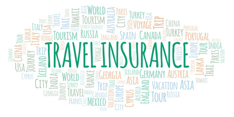 Obraz premium Travel Insurance word cloud.