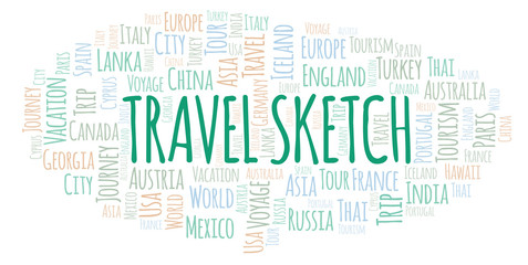 Obraz premium Travel Sketch word cloud.