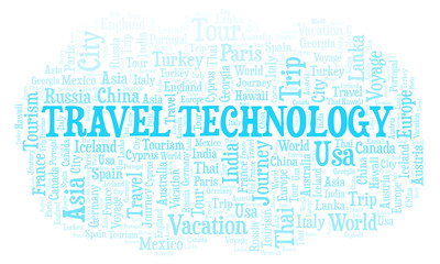 Fototapeta premium Travel Technology word cloud.