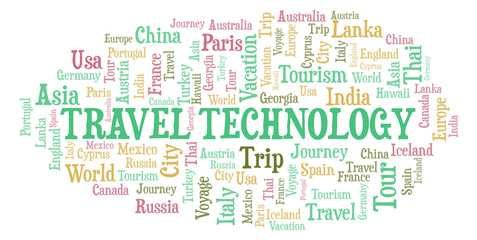 Obraz premium Travel Technology word cloud.