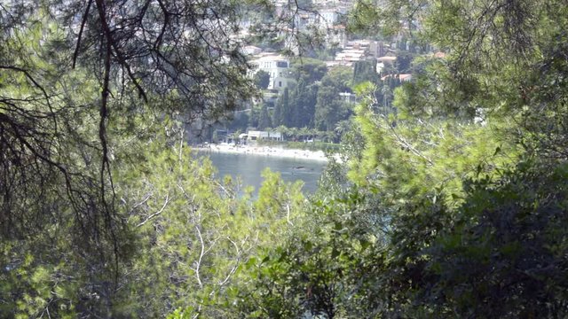 Framed view of Buse beach in Cap Martin near Monaco