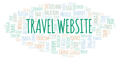 Fototapeta premium Travel Website word cloud.
