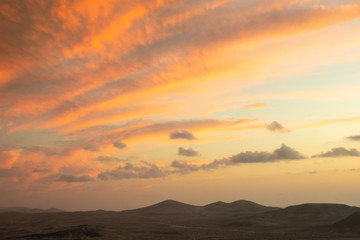view of hills at sunset