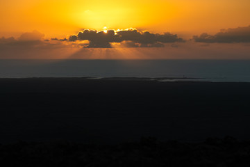 view at sunset from the top of a volcano