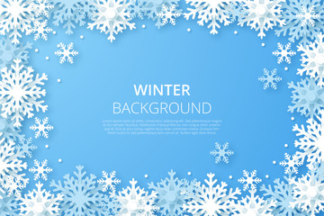 Winter design background. Origami snowfall. Vector Illustration. - obrazy, fototapety, plakaty