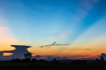 Colourful sunset for background. Dramatic sunset with  twilight colour sky and clouds.